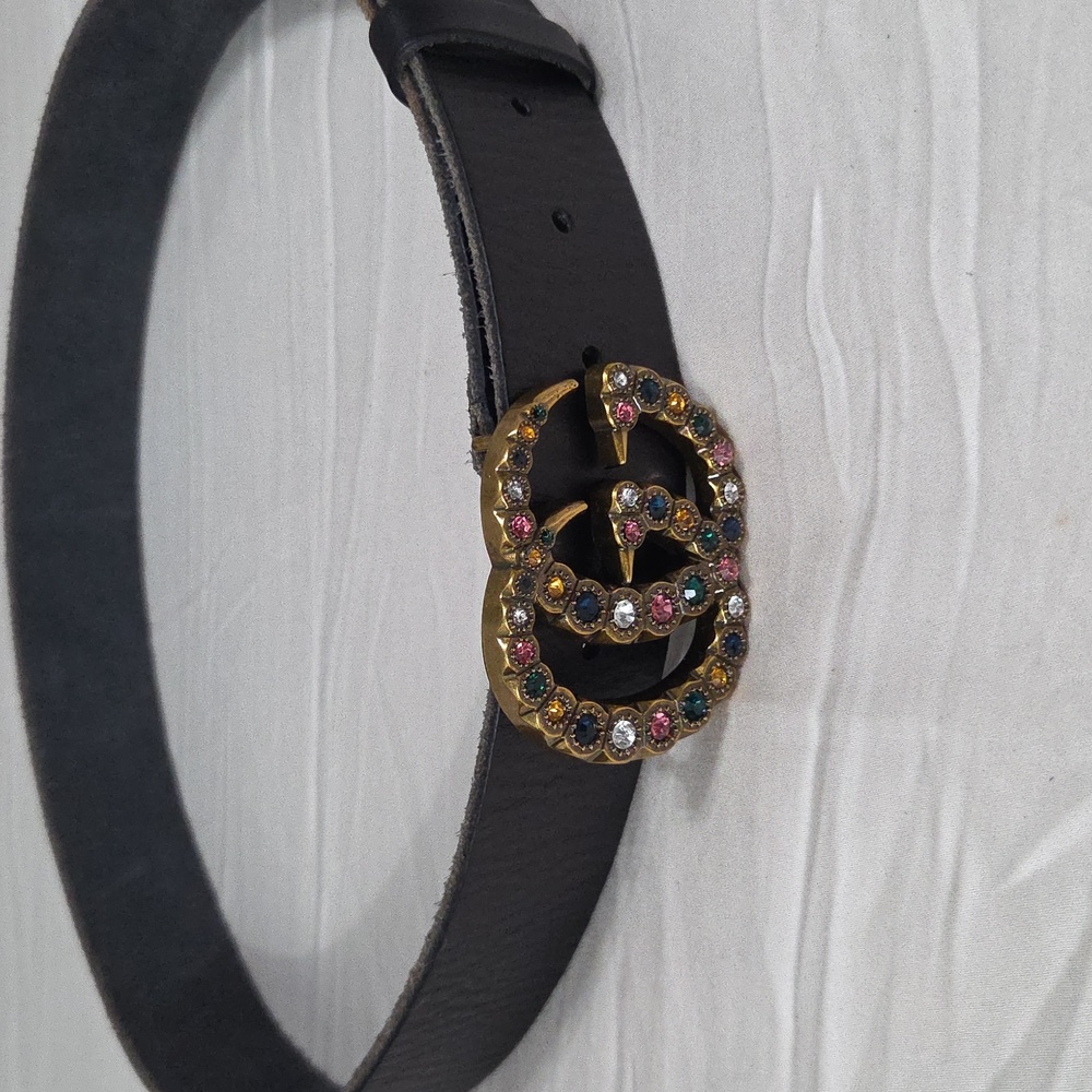 Gucci Gem Belt Leather GG Buckle - Picture 3 of 14